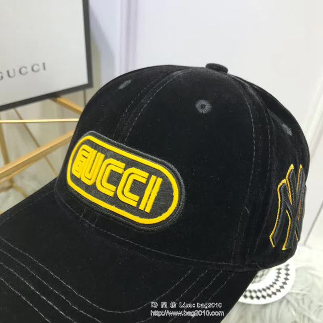 GUCCI古馳 爆款 NY聯名GUCCI古奇專櫃款經典絲絨棒球帽 6881907 LLWJ5793